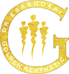 Logo de Dr. Eskandari Golden Aesthetic con emblema dorado