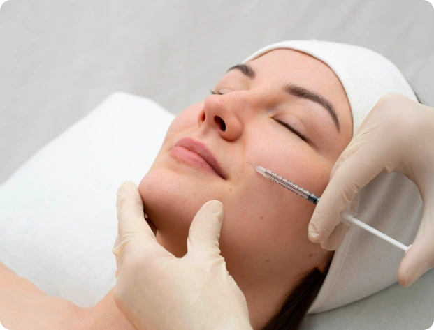 Botox y rellenos de ácido hialurónico Rellenos dérmicos naturales para la restauración de volumen y el realce facial esculpido.